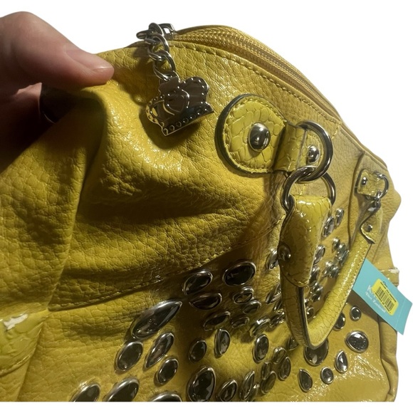 Kathy Van Zeeland yellow faux leather embelleced with rhinestones NWT - Picture 6 of 16